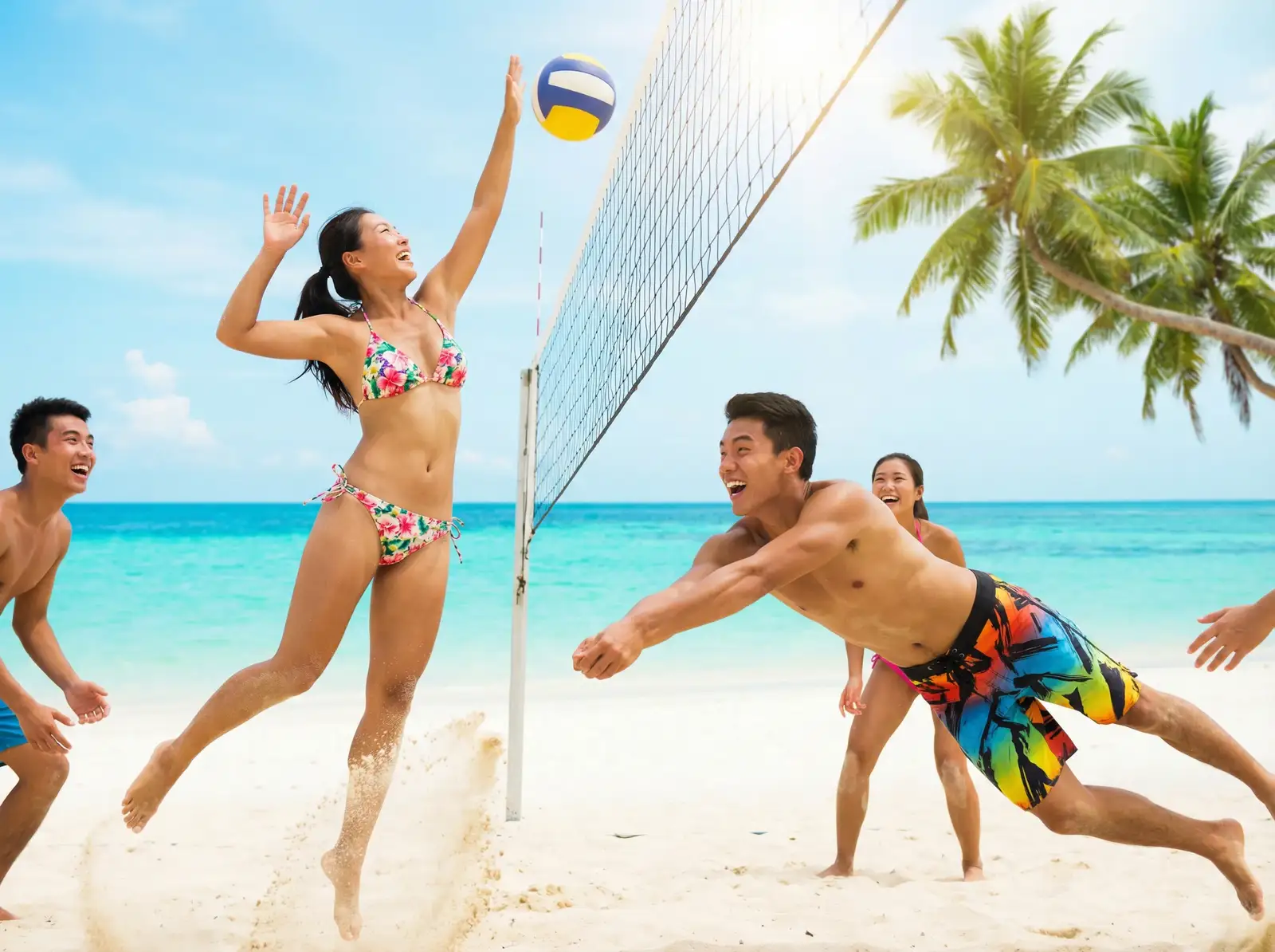 爱情岛-热帖推荐|交流平台|热门社区|爱情岛 嘉宾们在海角沙滩上进行趣味运动